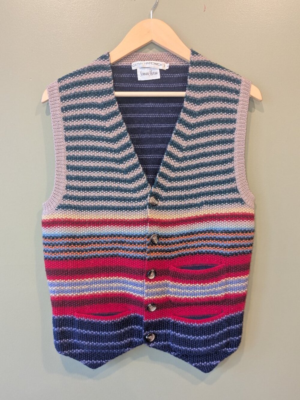 Vintage Cathy Hardwick Sweater Vest Womens Small Preppy Academia Grandpa Core